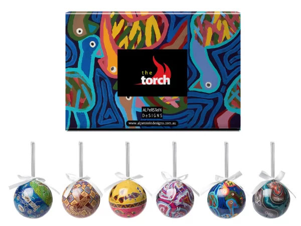 Aboriginal Art 6 Pack Christmas Baubles