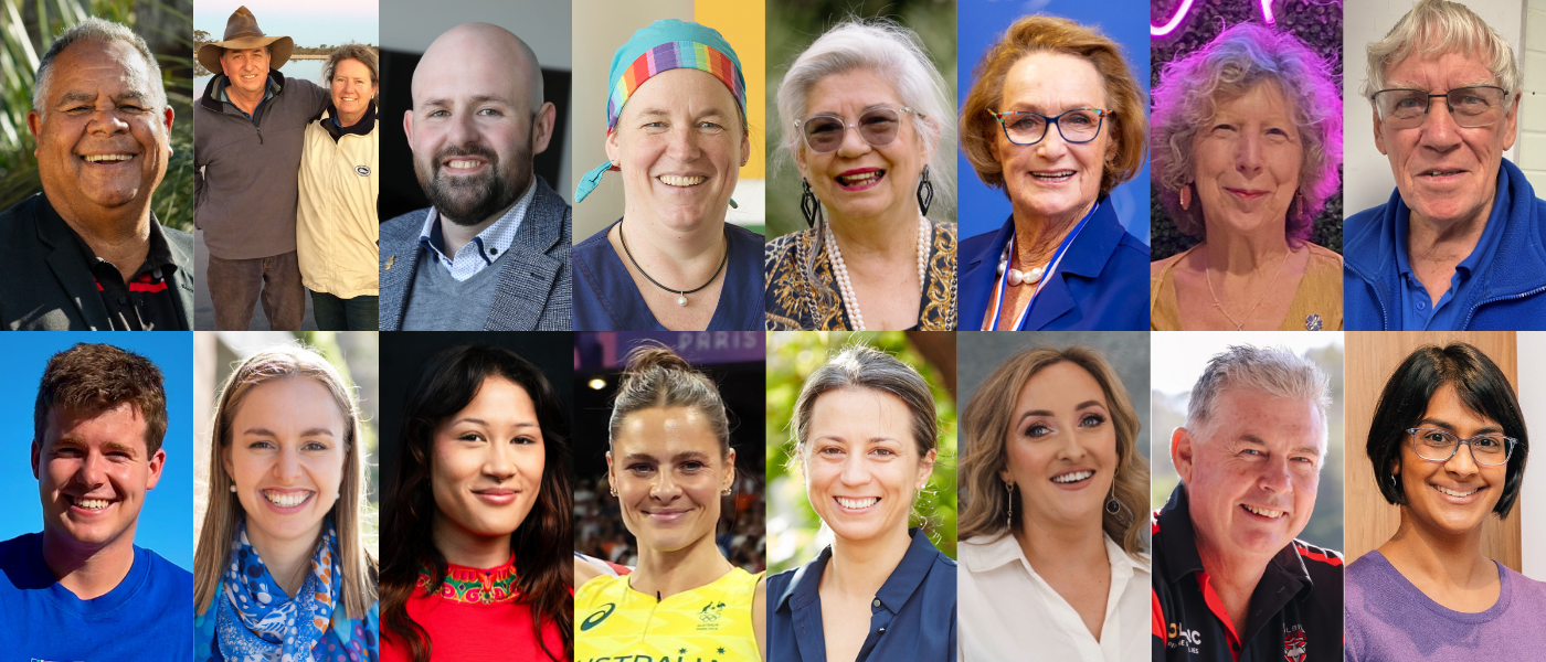 collage of 17 people smiling to camera