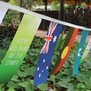 australia day bunting with australian, aboriginal and torres strait islander flags