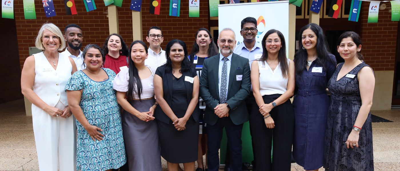 group of multicultural people smiling to camera