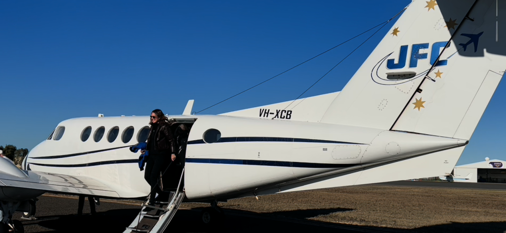 Katherine Bennell-Pegg departing plane