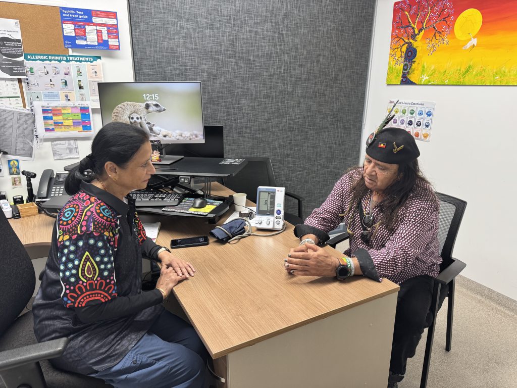Dr Raji Krishnan with a patient